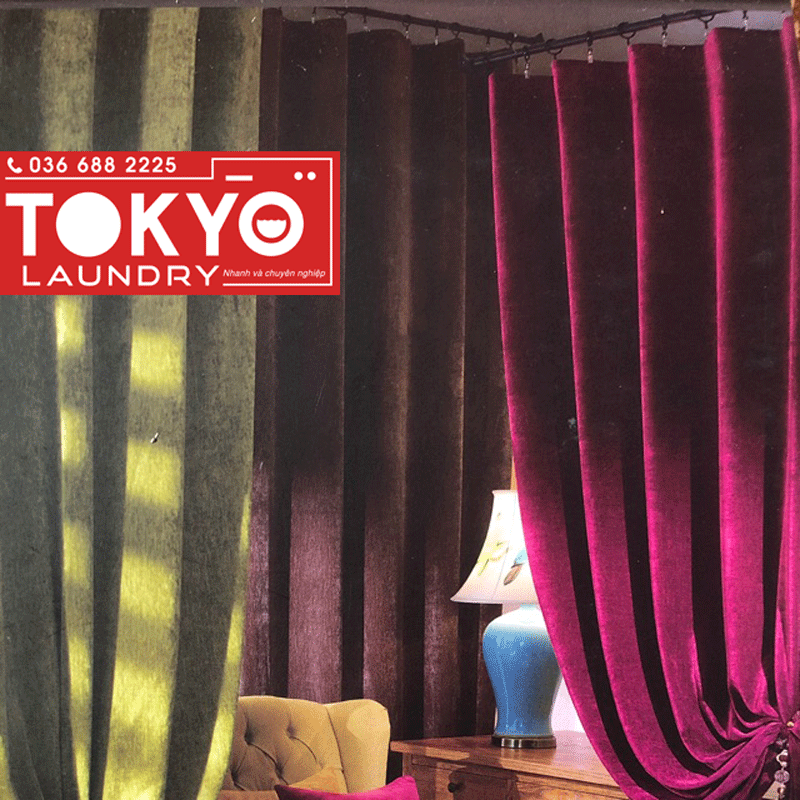 Rèm nhung được khuyến cáo nên giặt khô