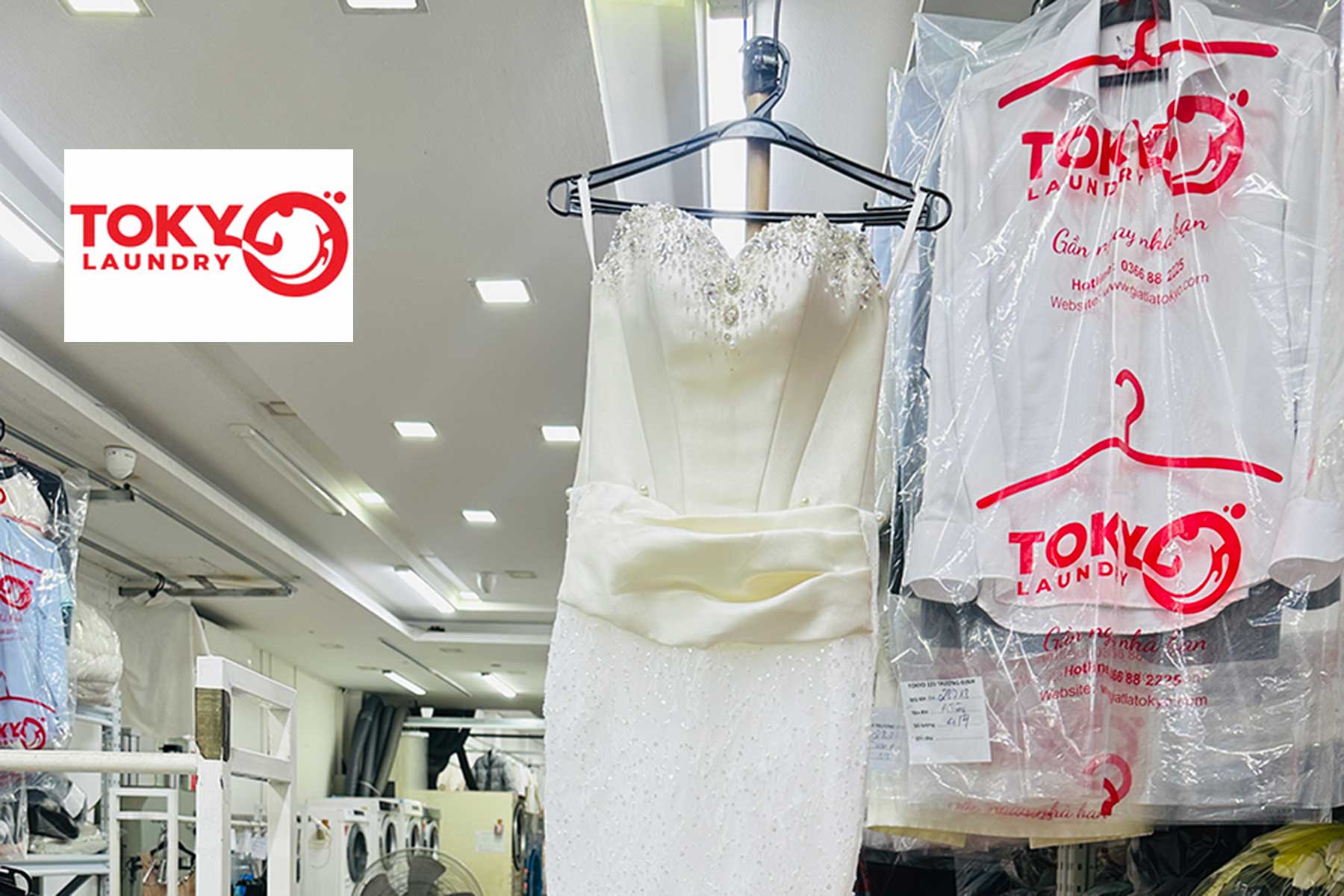 Dịch vụ giặt váy cưới chuyên nghiệp tại Kim Ngưu của Tokyo Laundry